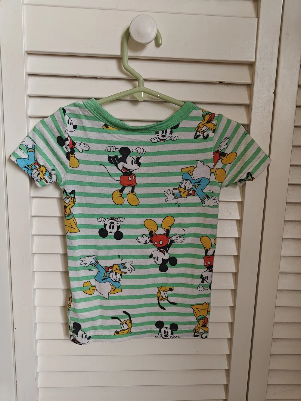 Disney Green & White Striped Pajama Set Bamboo Character Print 18M